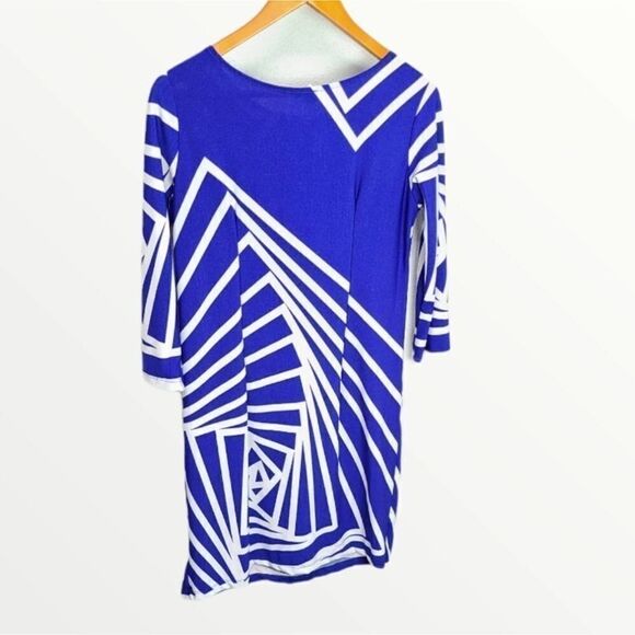 Haani‎ Geometric Midi 3/4 Sleeve Dress Size Small - Picture 2 of 4